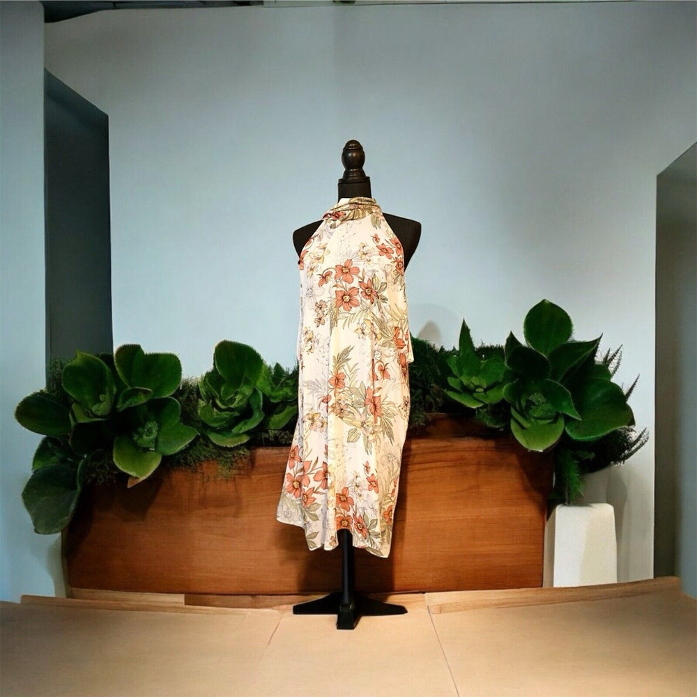 Worthington Sleeve-less Summer Ivory Floral Polyester Dress Size XL